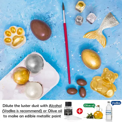 Vista 7 de NiHome Polvo brillante comestible de grado alimenticio con purpurina para decoración de alimentos, polvo metálico para bebidas, vino, bebidas, Blanco