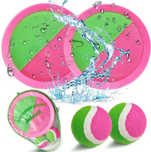 Vista 10 de Jalunth Juego de Atrapar Pelotas con Paletas de Lanzamiento - Juguetes de Playa Patio Trasero Juegos al Aire Libre Piscina Patio Trasero Objetivo