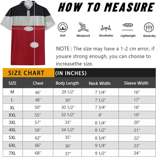 Vista 4 de Polo de golf para hombre grande y alto, ajuste seco, manga corta, impresión, rendimiento que absorbe la humedad, polo deportivo M-7XL