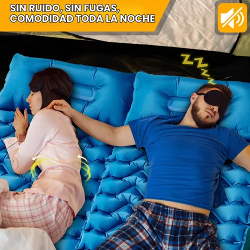 Vista 7 de Colchoneta para dormir, almohadilla de dormir compacta para acampar con almohada bomba de pie integrada, colchoneta inflable para viajes