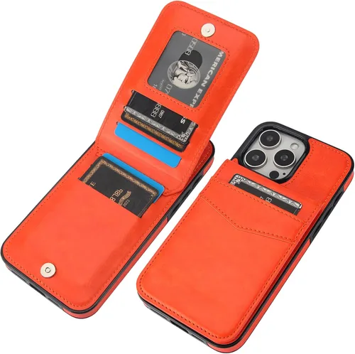 Vista 9 de KIHUWEY Compatible con iPhone 15 Pro Max Funda Billetera con Soporte para Tarjeta de Crédito, Tapa de Cuero Premium con Cierre Magnético y Soporte