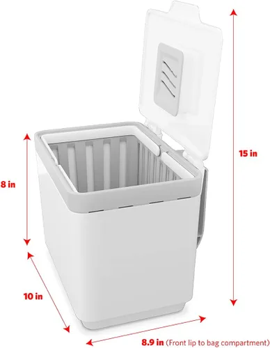 Vista 6 de GLAD Contenedor de abono para cocina, 1.5 galones, recipiente de plástico con cesta interior extraíble, soporte de almacenamiento de bolsas