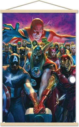 Vista 16 de Trends International - Póster de pared, diseño de los Vengadores de Marvel Comics #10, 14.725" x 22.375", versión enmarcada de Barnwood