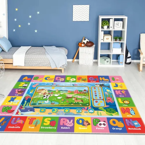 Vista 6 de Tapete de juego para el suelo, tapete de juego para niños, tapete educativo para el tiempo boca abajo, tapetes de juego ABC suaves para niños