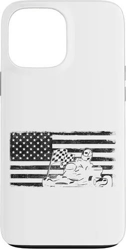 Vista 23 de iPhone 16 Go Kart Racing American Flag Vintage Case