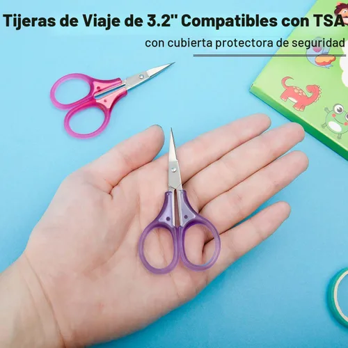 Vista 4 de SCAIKTIG Tijeras pequeñas para manualidades, tijeras de viaje pequeñas de 3 pulgadas que cumplen con la Tsa con tapa, tijeras afiladas para todo