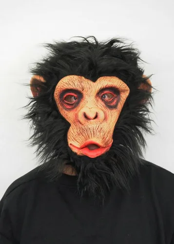 Vista 2 de Máscara de mono de Halloween de mono gorila realista con cabello adulto