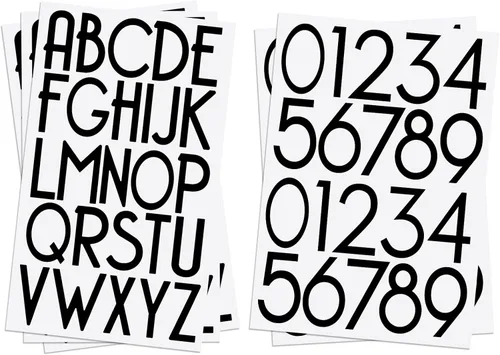 Vista 8 de 584 piezas 8 hojas Kit de letras y números de vinilo autoadhesivo de 1 pulgada, calcomanía moderna de números de buzón para buzón, letreros