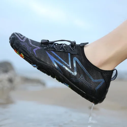 Vista 6 de Whatseaso Zapatos acuáticos para mujeres y hombres, de secado rápido, zapatos descalzos para buceo, natación, surf, aqua, caminar, playa, yoga
