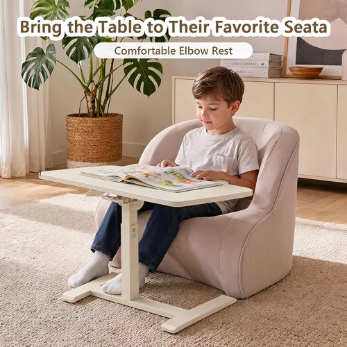 Vista 3 de Escritorio con ruedas para niños, 24 x 16 pulgadas, ajustable Blanco crema