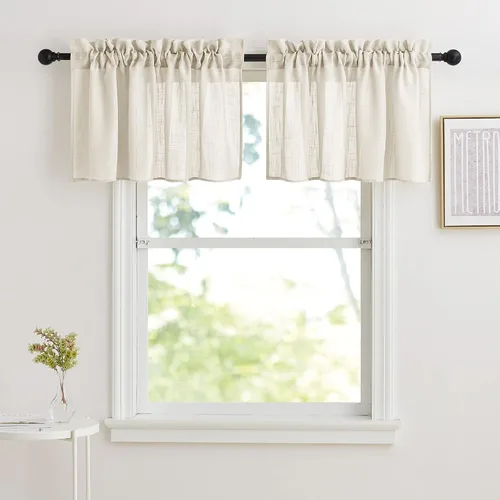 Vista 13 de RYB HOME - Cortinas de café de 24 pulgadas de largo, cortinas cortas de lino traslúcidas para ventana pequeña, cortina de media privacidad con Angora
