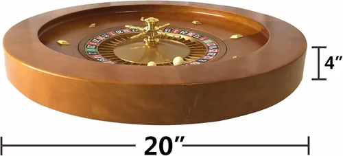 Vista 7 de Yuanhe Rueda de ruleta de madera de lujo, juego de ruedas de ruleta de 20 pulgadas, rodamientos de precisión de grado casino, torreta de latón