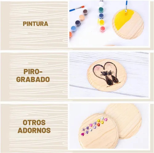 Vista 3 de Pllieay 2 placas redondas de madera de 5 pulgadas para manualidades y decoración del hogar