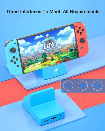 Vista 2 de Switch Dock para Nintendo Switch, estación de acoplamiento portátil Nintendo Switch para TV con puertos de carga 4K HDMIUSB 3.0USB-C, repuesto