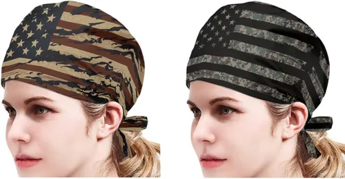 Vista 2 de Babrukda Paquete de 2 gorras con banda para el sudor ajustable con lazo en la espalda, gorro divertido