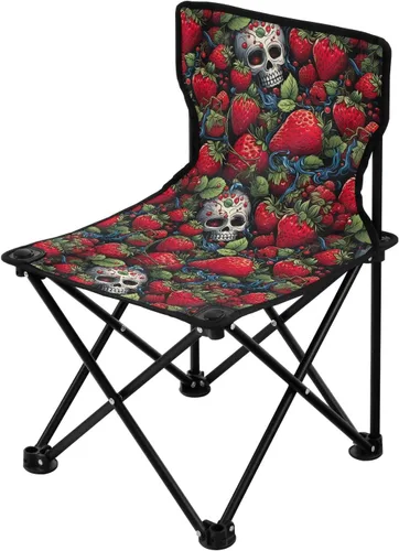 Vista 4 de Al aire libre plegable divertido fresa cráneo camping sillas para adultos silla de camping portátil silla de césped ligero 202a4572