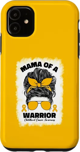 Vista 8 de Mama of A Warrior Messy Bun Mom Childhood Cancer Awareness Case for iPhone 17