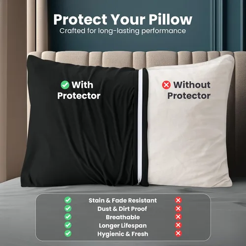 Vista 3 de Utopia Bedding - Fundas protectoras de almohada tamaño Queen, paquete de 2, cierre con cremallera, tela de microfibra cepillada suave, resistentes
