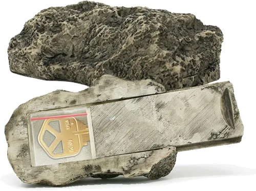 Vista 9 de (Tipo-A (Negro), 1 Paquete) Roca Falsa - Parece Piedra - Segura para Exteriores - Caja Fuerte Secreta para Exteriores para Llaves, Roca de Piedra