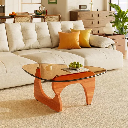 Vista 12 de Mesas de café de madera pequeña mesa de café de granja mesa central de madera de mediados de siglo para sala de estar, negro, 35 pulgadas