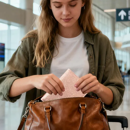 Vista 4 de Funda para pasaporte ACdream, piel de calidad superior, cartera con bloqueo RFID