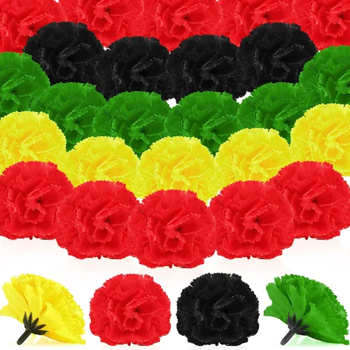 Vista 11 de Syhood 50 piezas de flores de caléndula de Juneteenth Decoración a granel Juneteenth Accesorios 19 de junio de 1865 Decoración del Día
