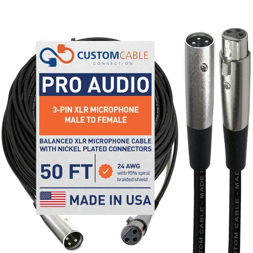 Vista 18 de Custom Cable Connection 25 pies XLR hembra a hembra 3 Pin Economy Cable