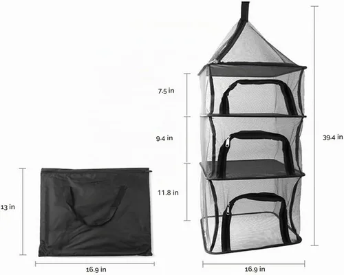 Vista 3 de Desy & Feeci Red de secado plegable para acampar de 4 capas para colgar al aire libre, organizador de campamento, almacenamiento para secadora