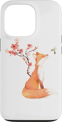 Vista 10 de The Cute Fox and Hummingbird Cherry Blossom Flower Present Case for iPhone 17