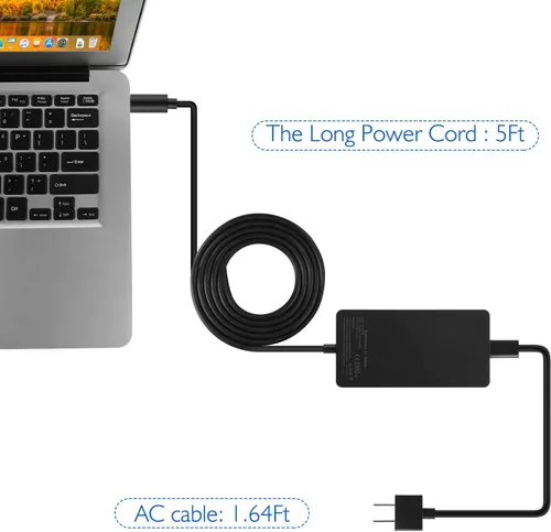 Vista 5 de Cargador de muelle de superficie, adaptador de CA de 15 V, 6 A, 90 W, cargador de batería para Microsoft Docking Station Surface Pro 4 Surface Book