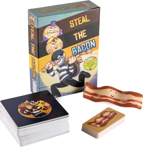 Vista 4 de Juego de cartas Steal The Bacon – Taco Cat Goat Cheese Pizza – Divertidos juegos familiares para niños y adultos – ¿A quién no le encanta el tocino?