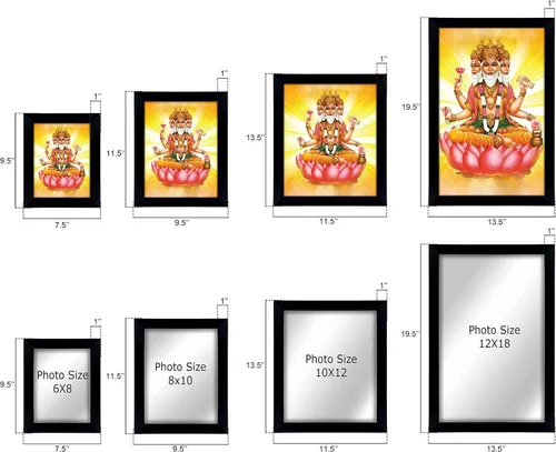 Vista 4 de Lord Brahma On Lotus - Marco de fotos religioso con marco, marco de pared negro, marco de fotos de elefante de Dios, decoración de pared