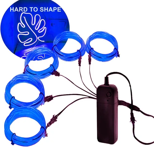 Vista 11 de Ourbest [Nueva versión dura] 5 divisores de 6.6 ft de cable EL de neón, 3 modos de permanencia/lento/rápido flash LED para decoración de fiesta