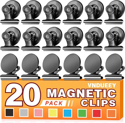 Vista 21 de VNDUEEY Paquete de 6 imanes para refrigerador, imanes para refrigerador, clips magnéticos negros, imanes para pizarra blanca, clips magnéticos