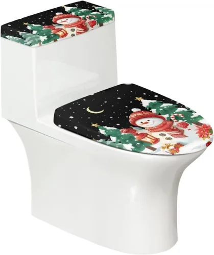 Vista 14 de Funda de asiento de inodoro de mármol blanco dorado para baño, cubierta de tapa de tanque de inodoro suave, 2 piezas, fundas de inodoro con tela