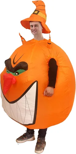 Vista 2 de VURPOKSI Inflatable Pumpkin Costume Funny Air Blow Up Costumes Jumpsuit Fancy Dress Cosplay for Halloween Christmas