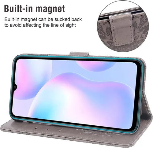 Vista 4 de Funda de teléfono para Xiaomi Redmi 9A Redme 9i Wallet Carcasas con protector de pantalla de vidrio templado y cubierta delgada de cuero con tapa