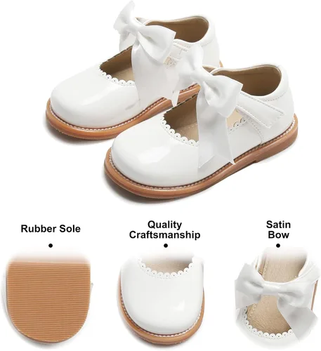 Vista 5 de Felix & Flora - Zapatos planos de vestir estilo Mary Jane para niña pequeña, zapatillas de ballet para niña, zapatos para fiestas y escuela