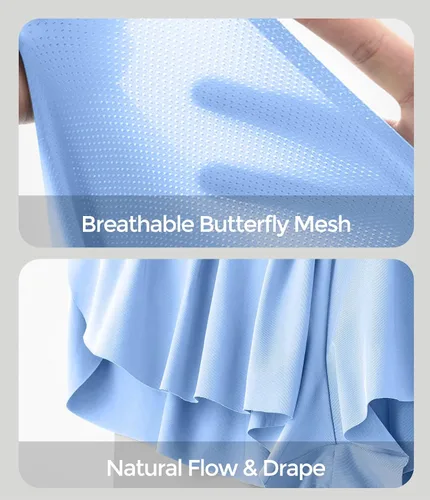 Vista 3 de Pantalones cortos fluidos, pantalones cortos de mariposa para mujer, de cintura alta, ropa de preparación para golf, entrenamiento, pantalones