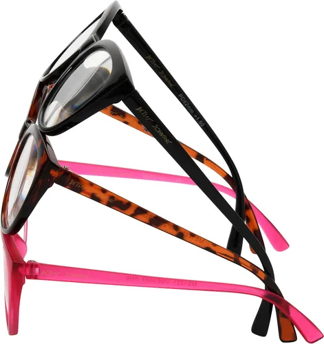 Vista 5 de Betsey Johnson Women's Plaid Cat Eye Reading Glasses 3-Pack
