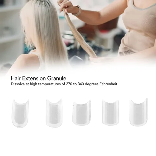 Vista 3 de 2 bolsas U Tip Clear Granule Beads Extensions Bonding or Rebond, paquete de pegamento de fusión en forma de uñas, extensión de cabello blanco