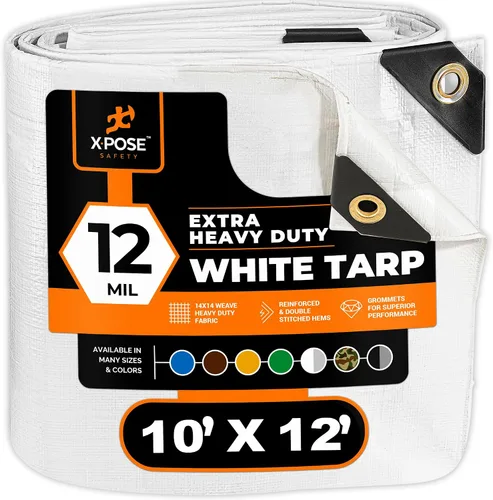 Vista 52 de Xpose Safety Lona protectora de polietileno plateado resistente de 5 x 7 pies - Funda protectora multiusos - Duradera, resistente al agua