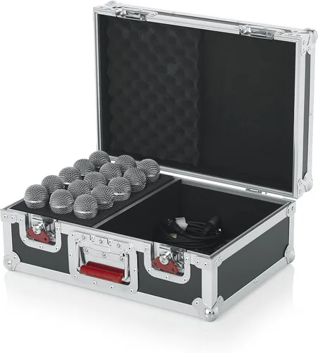 Vista 5 de Gator Cases G-TOUR Series - Carcasa con gotas de espuma para (15) micrófonos con cable y almacenamiento de accesorios (G-TOUR M15)