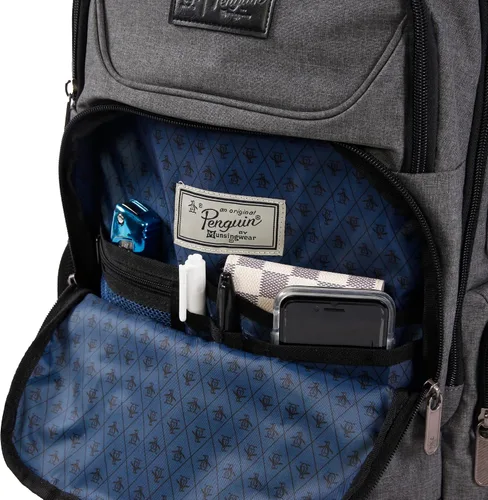 Vista 3 de ORIGINAL PENGUIN Mochila, Crosshatch gris, 19", Sombreado gris, Minimalista, Urbano