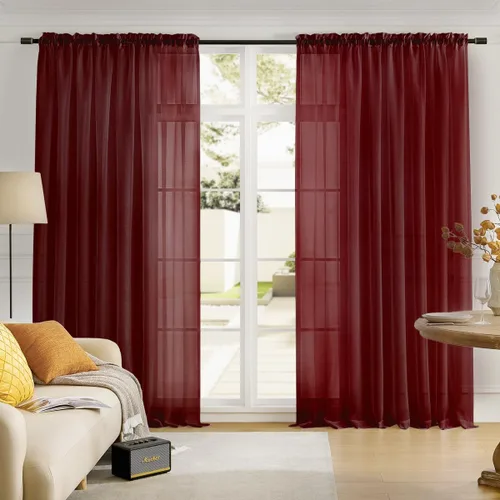 Vista 32 de MYSTIC-HOME Juego de cortinas de niveles transparentes blancas para cocina de 24 pulgadas de largo, tratamiento de cortinas para ventanas pequeñas