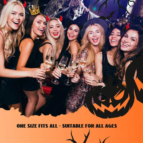 Vista 2 de Disfraz de Halloween de cuernos de diablo para mujeres y hombres, accesorios de diadema de Fancy Evil