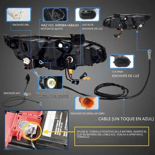 Vista 5 de VLAND Faros delanteros compatibles con Honda Civic 2016-2021 con señal de giro secuencial