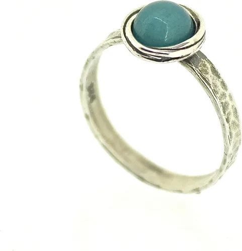 Vista 16 de Anillo de plata de ley con piedras preciosas para mujer, anillo apilable de piedra martillada, anillo de piedra natal
