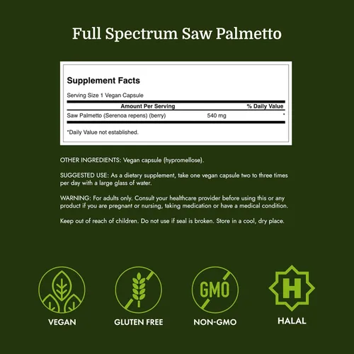 Vista 4 de Saw Palmetto 0.02 oz 250 cápsulas por Swanson Premium, SW910, 250, 1, 1