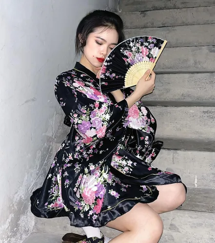 Vista 6 de Conjunto de calcetines con diseño de palo de pelo Tabi para mujer, estilo kimono de baile japonés de anime